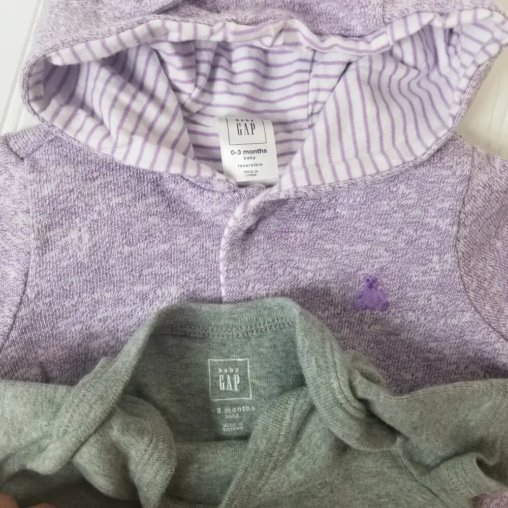Yoga Sprout Gap 0-3M Zip‎ Up Onesie Bundle